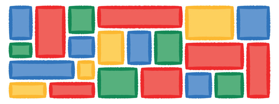 Rectangular blocks in red yellow blue and green vector illustration