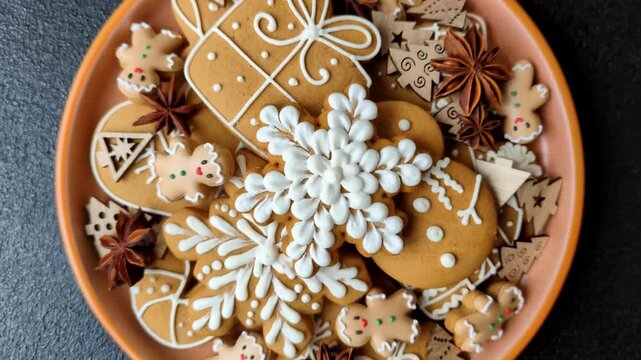 Gingerbread as a Christmas staple, sweet biscuits for the holiday table. Gingerbread as a backdrop	