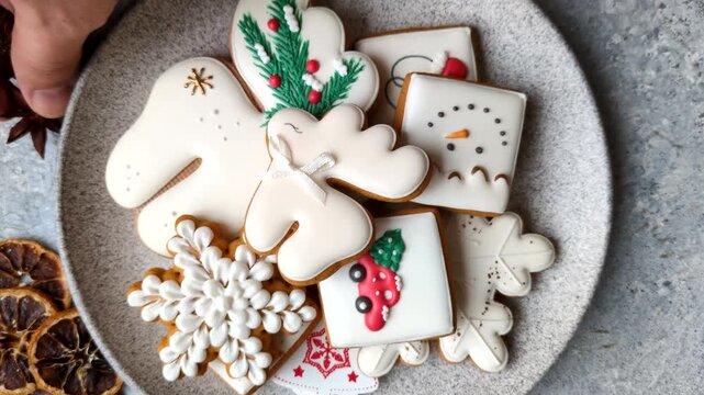 Gingerbread as a Christmas staple, sweet biscuits for the holiday table. Gingerbread as a backdrop	