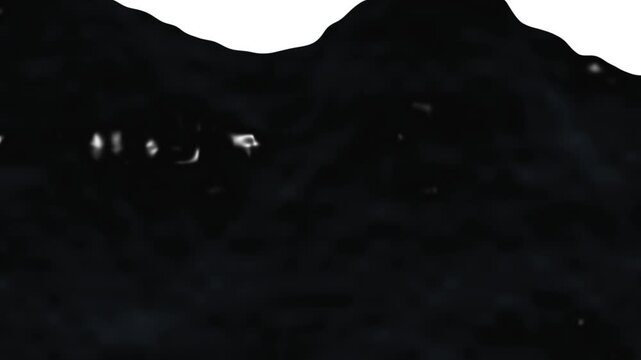 Viscous black liquid rises to cover the screen and falls back down for a seamless video transition