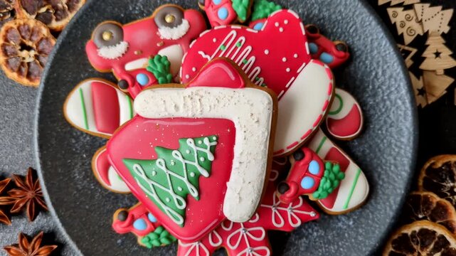 Gingerbread as a Christmas staple, sweet biscuits for the holiday table. Gingerbread as a backdrop	