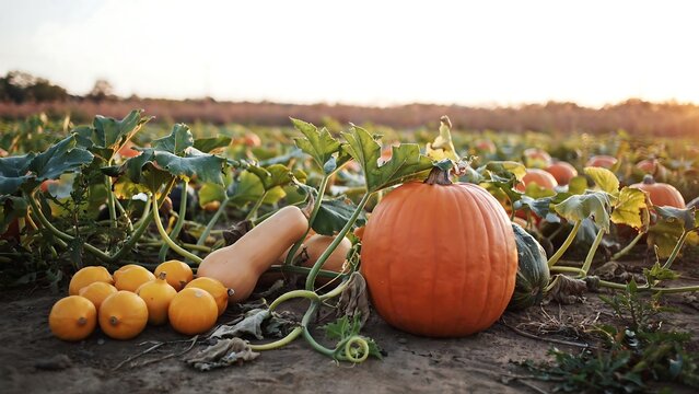 pumpkins on a field