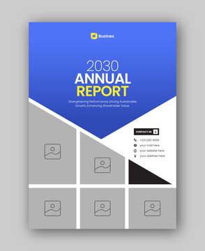 Brochure cover or annual report flyer design template for corporate business agency