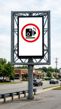 Digital Speed Camera Warning Signage In Urban Setting