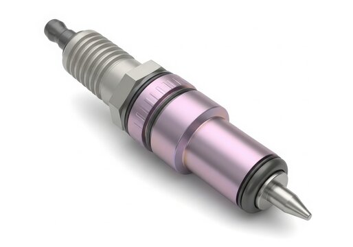 Close-up of car spark plug on white isolated on white background