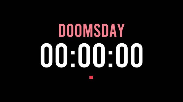 Doomsday is about to happen soon. Upcoming doomsday, approaching in the near future. Doomsday almost here, in a short time - a countdown timer counting seconds the this event.