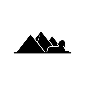 Egyptian pyramids sphinx giza desert landmark solid black silhouette vector icon