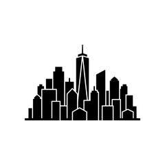 Fototapeta premium City skyline skyscraper tower urban downtown solid black silhouette vector icon