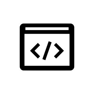 Browser window code programming website developer solid black silhouette vector icon