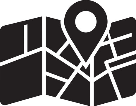 folded map with location pin icon navigation gps vector illustration