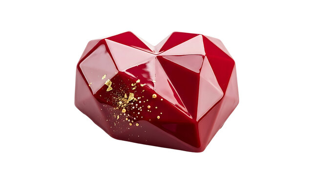 Geometric Red Chocolate Heart with Gold Leaf