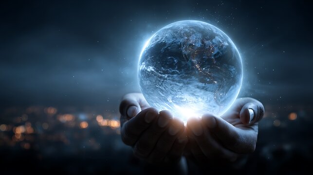 Planet Earth and Moon in Deep Space with Sunrise Over the Blue Globe and Starry Universe Background