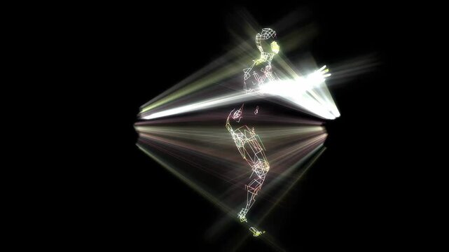 Dancers with lights and particles with emitting lights