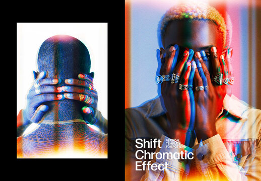 Vertical Chromatic Color Shift Effect For Poster And Print Design