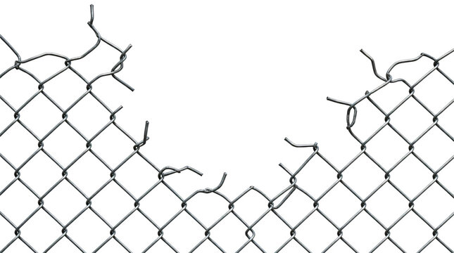 Damaged metal mesh texture isolated on transparent background