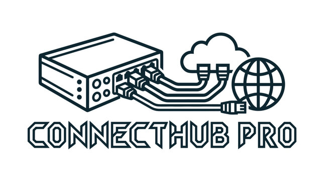 Network device connecting to cloud and global network illustration
