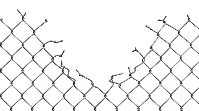 Damaged metal mesh texture isolated on transparent background
