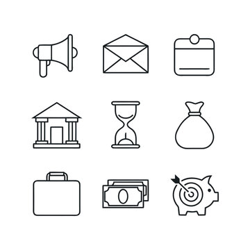 Business people, human resources, office management - thin line web icon set. Outline icons collection. Simple vector illustration