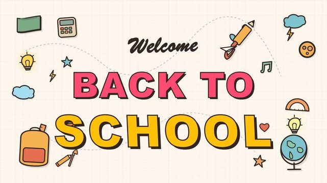 Welcome Back To School Hand Drawn Doodle Illustration Background.