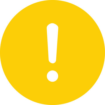 Yellow Circle Exclamation Point Icon Vector Illustration, White Warning Symbol in Filled Circle Flat Button Isolated on White Background