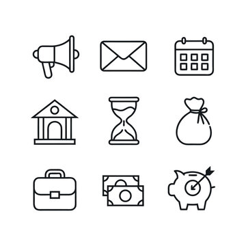 Business people, human resources, office management - thin line web icon set. Outline icons collection. Simple vector illustration