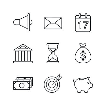 Business people, human resources, office management - thin line web icon set. Outline icons collection. Simple vector illustration