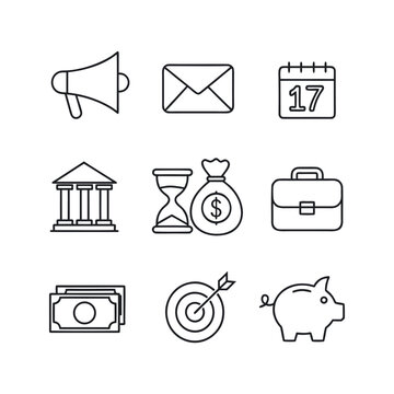 Business people, human resources, office management - thin line web icon set. Outline icons collection. Simple vector illustration