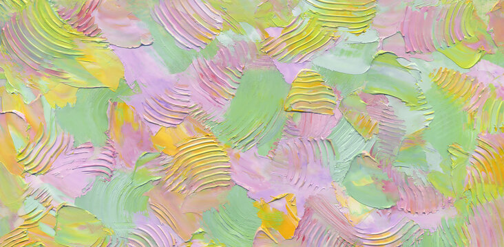 Hand-drawn oil paint brush strokes textures in positive color as abstract background for textured wallpaper, patchwork  pattern, art print with high detail.