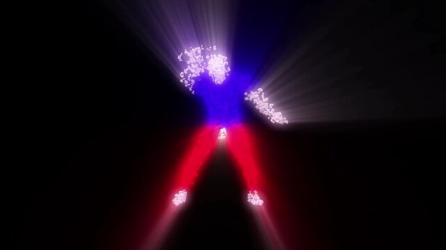 Dancers with lights and particles with emiting lights