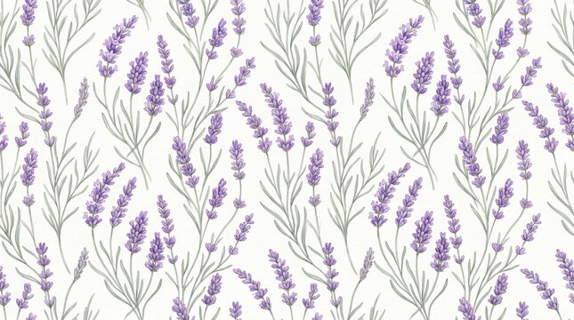 Lavender floral pattern seamless botanical design for textiles and surface decoration