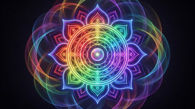 Vibrant chakra mandala pattern spiritual art for meditation and wellness spaces
