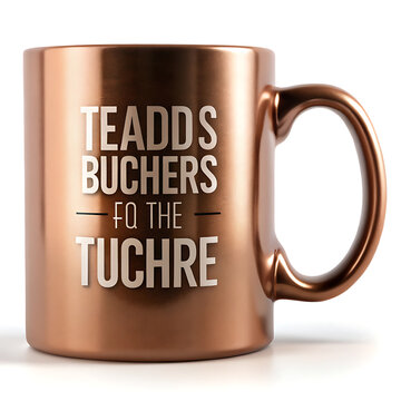 Teacher's day gift copper mug with 'teadds buchers fq the tuchre' text