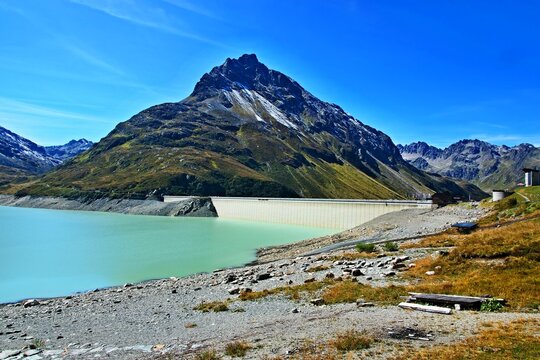 Austrian Alps - view from the path to the Silvretta reservoir dam