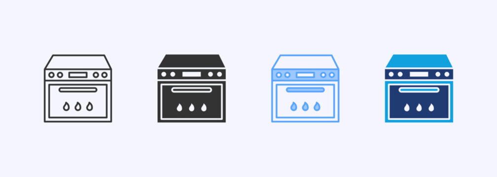 Oven Icon Set Multiple Style Collection Illustration