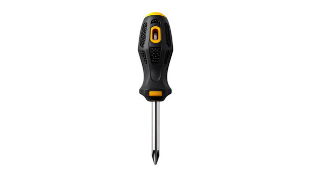 Black Yellow Rubber Grip Screwdriver PNG Cutout on Transparent Background Phillips Head Hand Tool Clipart Hardware Workshop Maintenance Construction Equipment Graphic Design Element Product Mockup Ass