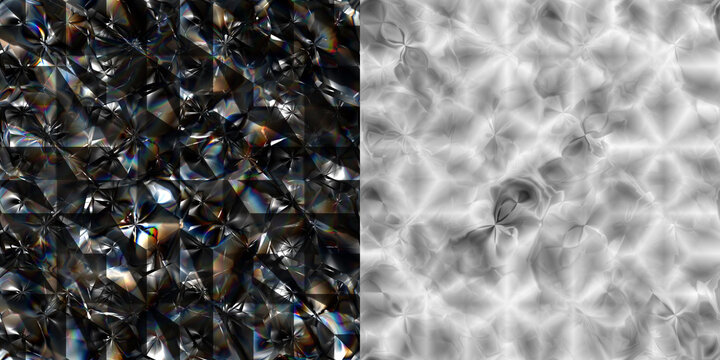 Dark Iridescent Facets and Light Heightmap Comparison