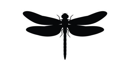 Dragonfly Silhouette Against A White Background Minimalist Insect Shape © Foaje512