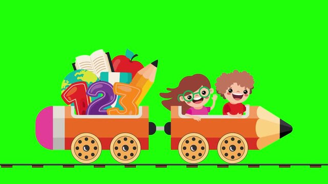 Cartoon Train Green Screen