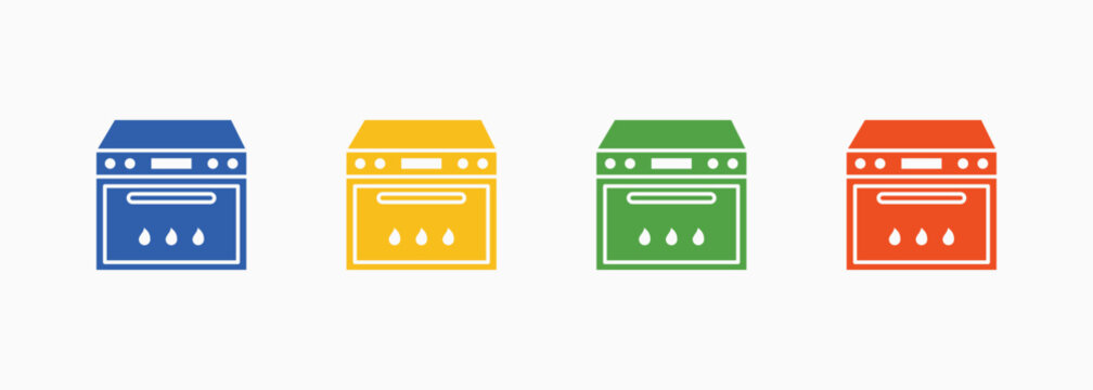 Oven Icon Set Color Multiple Style Collection Illustration