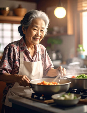femme souriante en train de cuisiner