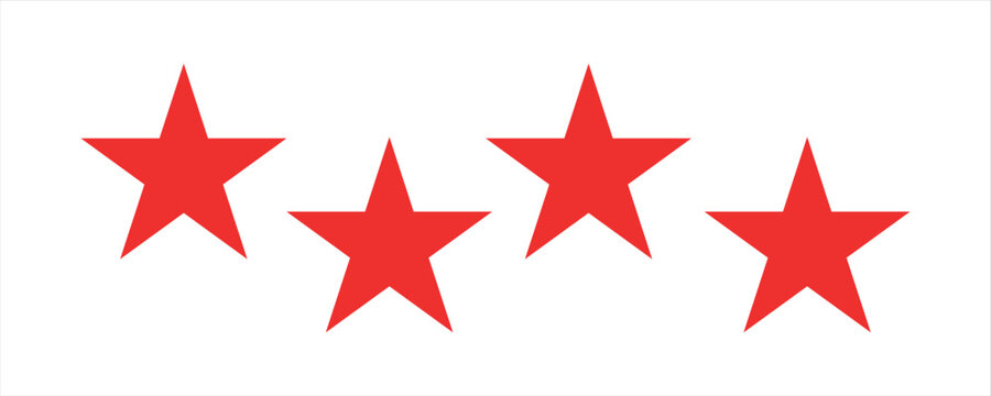 five star customer product review icon. red 5 star rating feedback for website, app, ui design.