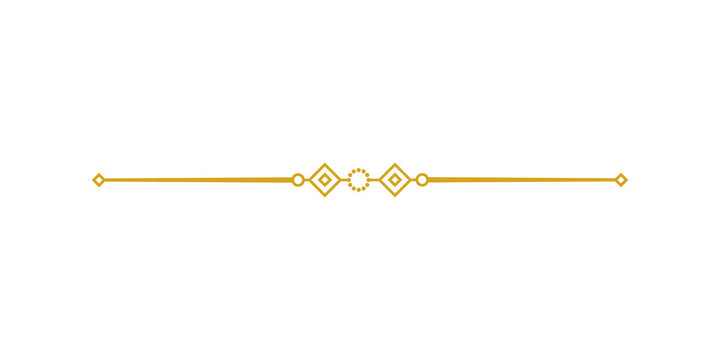 Elegant gold geometric line divider isolated on transparent background