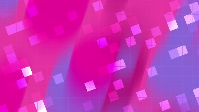Abstract motion of vibrant magenta and purple digital pixels