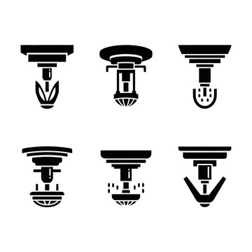 Fire sprinkler head silhouettes for building safety.