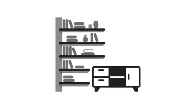 Bookcase and cabinet storage solution for home or office interior