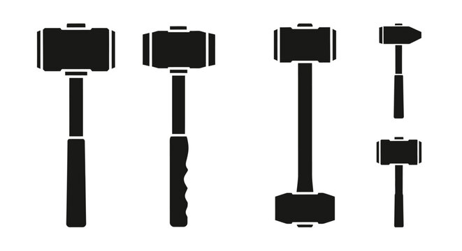Industrial sledgehammer and mallet silhouettes.