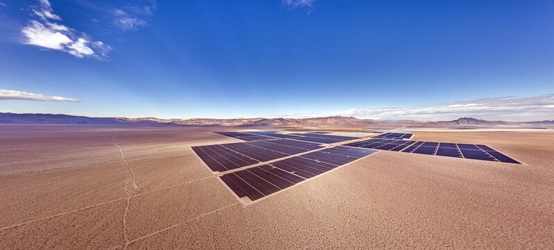 Large photovoltaic solar farm in the Nevada desert near Las Vegas