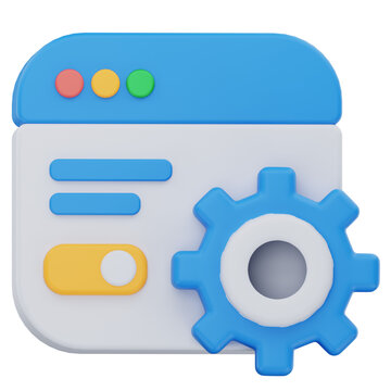 3D rendering application setting icon for software app user interface