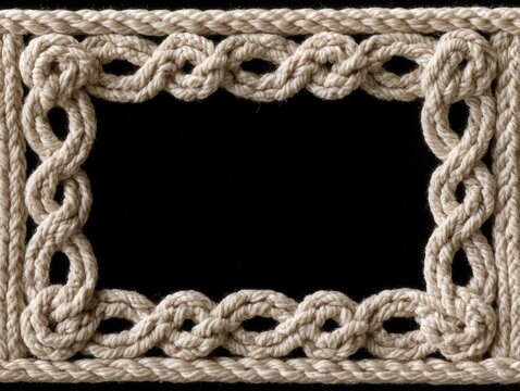 Intricate Rope Knot Frame with Empty Black Center for Copy Space Design