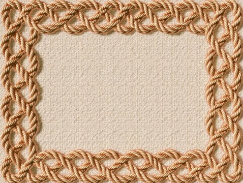 Nautical Rope Frame on Textured Background with Copy Space, Maritime Design